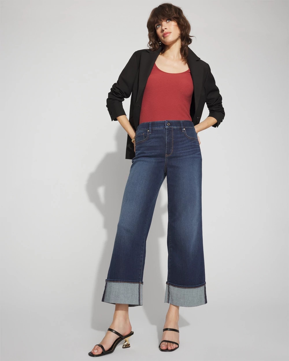 High-Rise Cuffed Wide-Leg Cropped Jean | White House Black Market